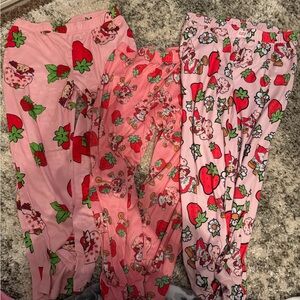 3 pairs Strawberry Shortcake pajama pants size M.